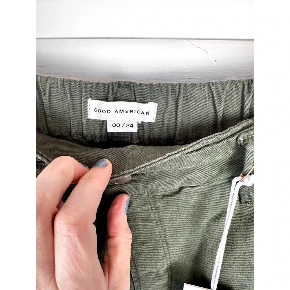 NWT Good American Army High Rise Straight Cuffed Jeans Fern - Picture 4 of 9